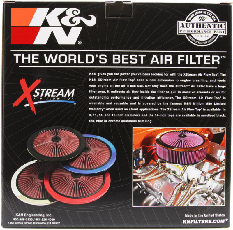 K&N 66-3000 K&N X-Stream Round Custom Top Assembly Filter - Red 12in ID 5.125in Inlet Dia 2.313in Height