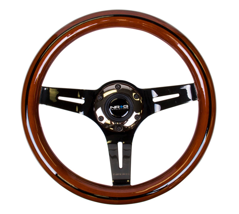 NRG Classic Wood Grain Steering Wheel (310mm) Dark Wood & Black