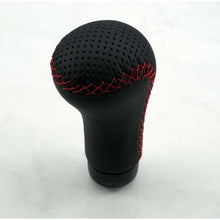 Load image into Gallery viewer, Nardi Shift Knob - Prestige - Black Perforated Leather &amp; Black Smooth Leather with Red Stitching