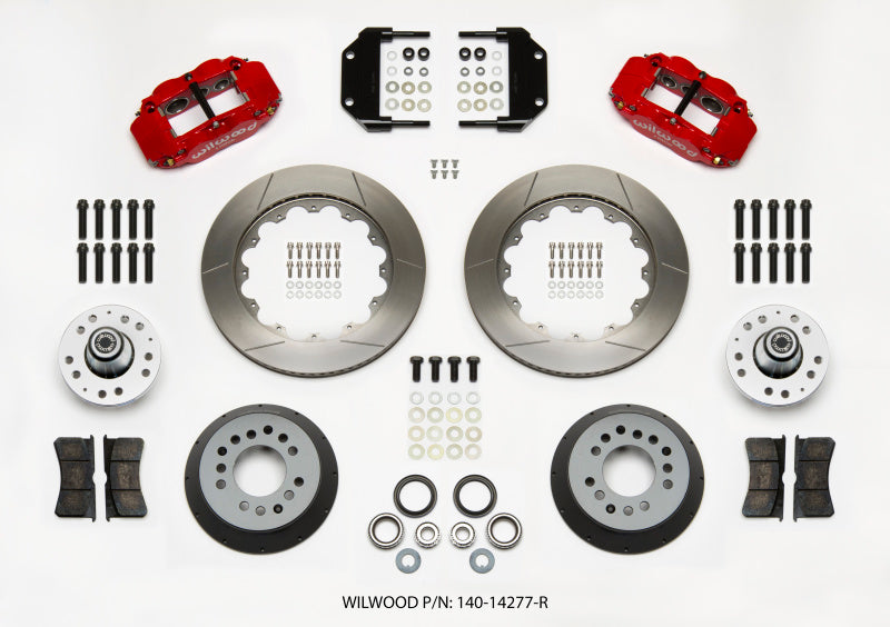 Wilwood Narrow Superlite 6R Front Hat Kit 14.00in Drill Red 1994-2004 Mustang