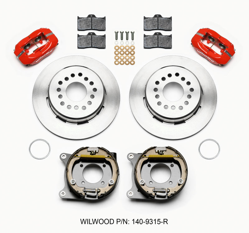 Wilwood 140-7578-R Wilwood Forged Dynalite P/S Park Brake Kit Red Chevy 12 Bolt-Spec 3.15in Bearing main image 1