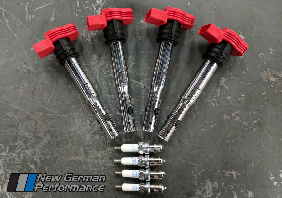 FSI/TSI 2.0T Red R8 Coilpack Set of 4 with Spark Plugs New German