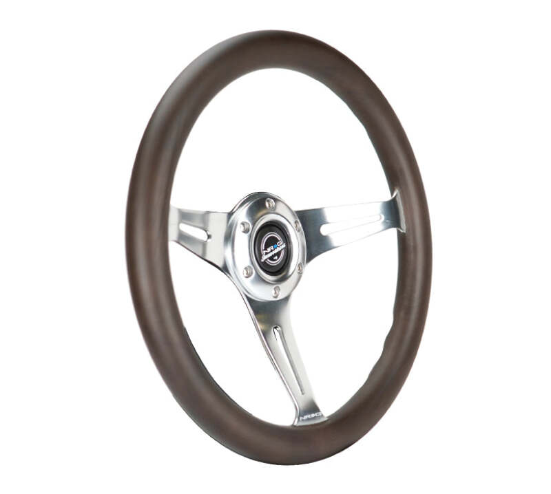 NRG Classic Wood Grain Wheel - 350mm 3 Chrome Silver Spokes Oak Color Wood