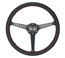 Load image into Gallery viewer, NRG Reinforced Stealth Wheel (380mm) 3 Spoke Center - 1in Deep Dish - Perforated Leather Red Stitch