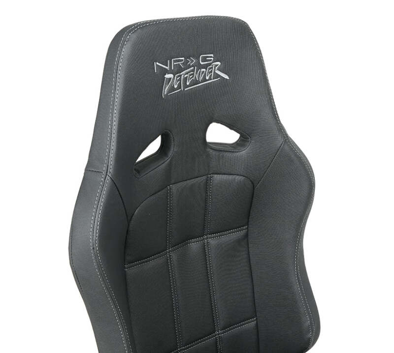 NRG Defender Water Resistant Steel Frame Susp. Seat - Silver w/Black Trim/Defender Logo/Side Bracket