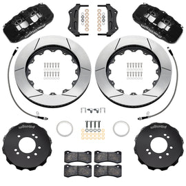 Wilwood 99-02 Nissan Skyline Aerolite 6R Front BBK w/ 14in Slotted Rotors & Flexlines - Black