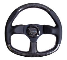 Load image into Gallery viewer, NRG Carbon Fiber Steering Wheel (320mm) Flat Bottom &amp; Leather Trim w/Black Stitching