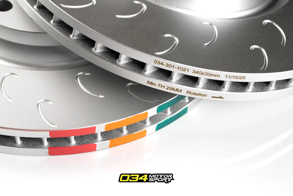 034Motorsport 1-Piece Front Brake Rotor Upgrade Kit, MK8 VW GTI, Audi 8V/8V.5 S3 & MK7/Mk7.5 VW GTI w/ Performance Pack