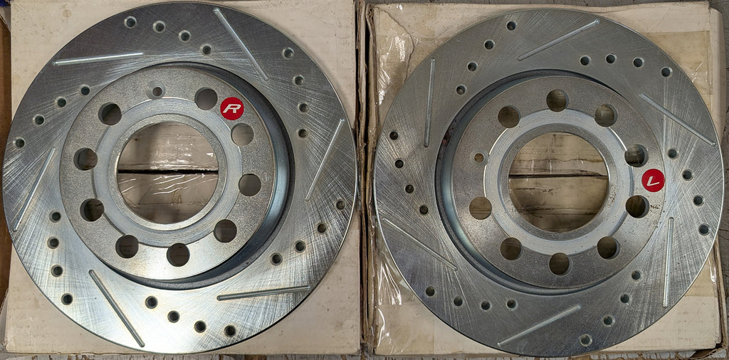 Stoptech Cross-Drilled and Slotted Rear Brake Rotor Pair - Audi B6 A4 255mm