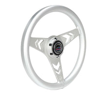 Load image into Gallery viewer, NRG Aluminum Steering Wheel 330mm - Arow Cutout - Ergonomic Grip - Anadized Silver