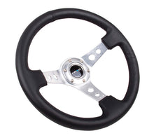 Load image into Gallery viewer, NRG Reinforced Steering Wheel (350mm/3in. Deep) White Leather w/Blk Spoke/Round Holes/White Stripes