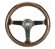 Load image into Gallery viewer, NRG Reinforced Steering Wheel (350mm) Dark Wood Grain - 3in Deep - Black 3-Spoke Center