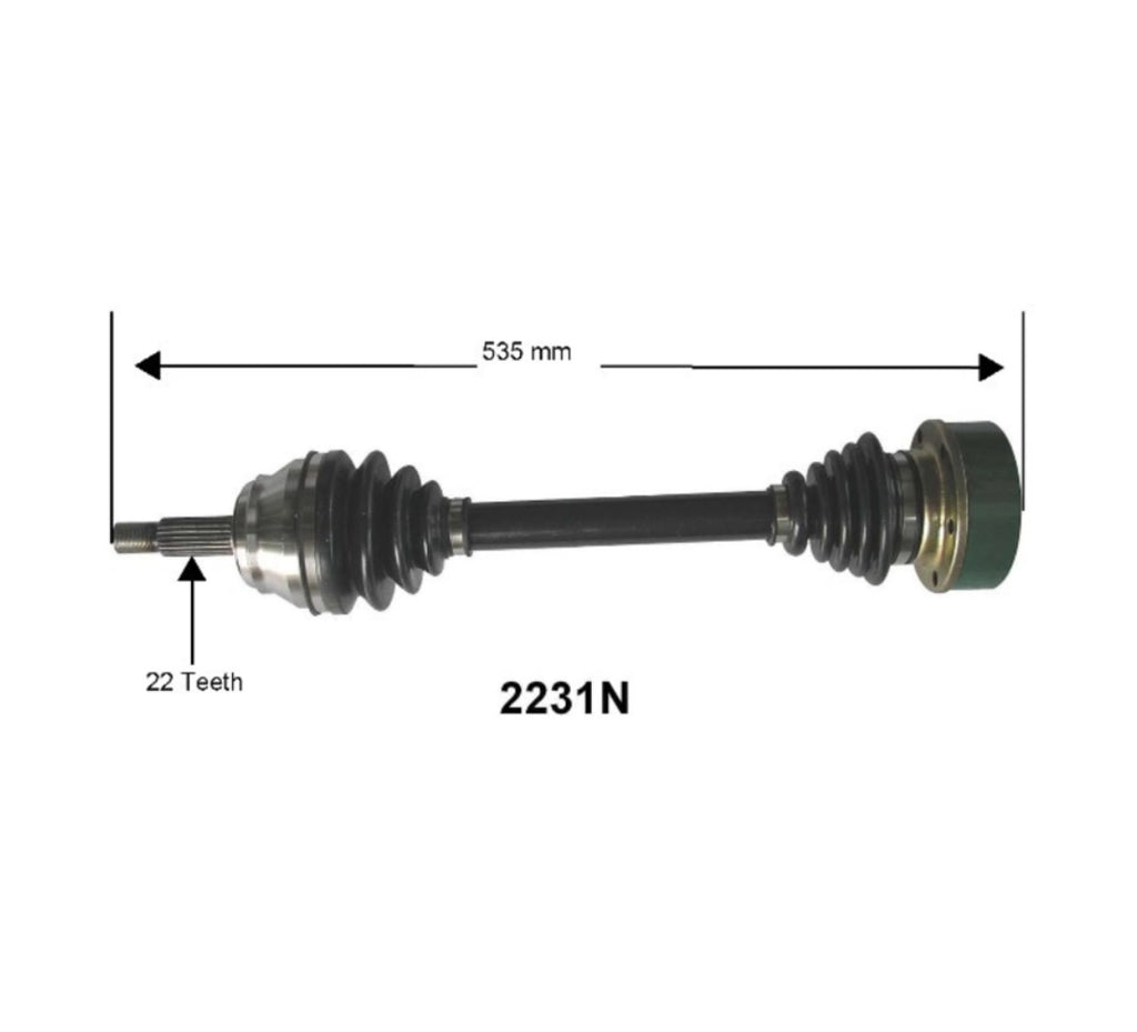 Complete CV Drive Axle - Driver Side (Left) - VW Mk3 Golf, GTI, Jetta, Cabrio 2.0L