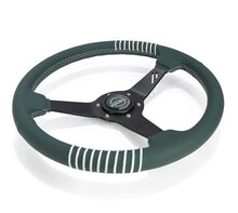 Load image into Gallery viewer, NRG Steering Wheel 1.5in Dish 350mm Black Perforated Leather - Emerald Stitching - Reinforced Spoke
