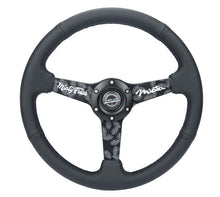 Load image into Gallery viewer, NRG Reinforced Black Perforated Leather Steering Wheel 350mm / 1.5in Deep w/ Goal Digger Blk Stitch