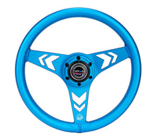 Load image into Gallery viewer, NRG Aluminum Steering Wheel 330mm - Arow Cutout - Ergonomic Grip - Anadized Blue