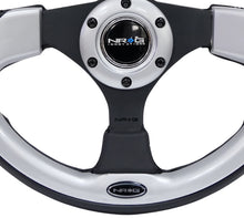 Load image into Gallery viewer, NRG Reinforced Steering Wheel (320mm) Blk w/Silver Trim &amp; 5mm 3-Spoke