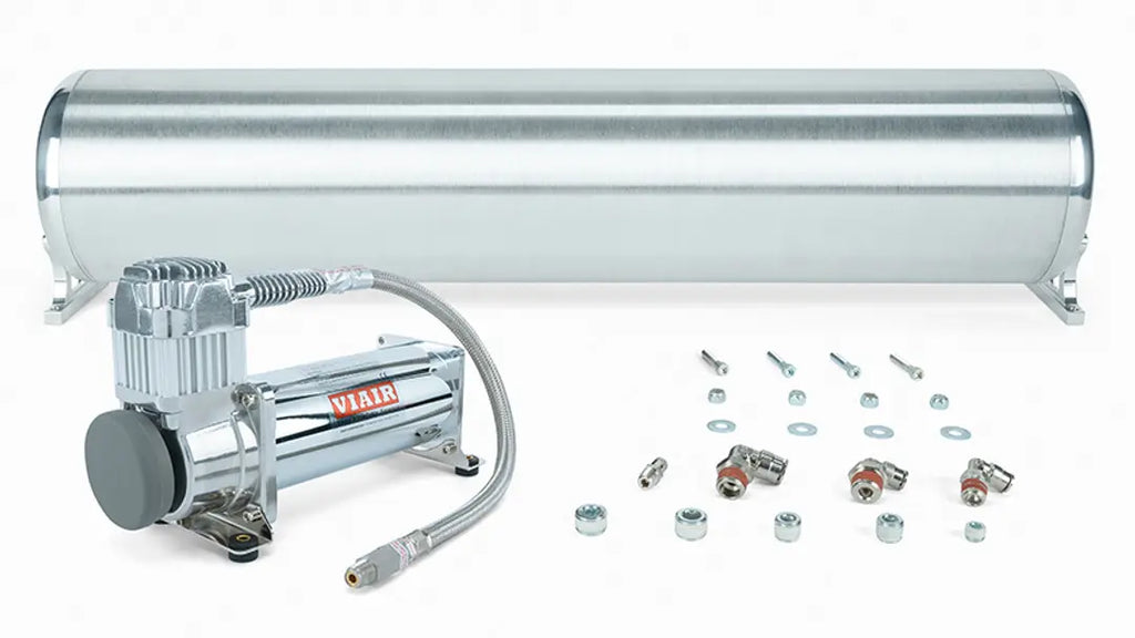 Air Lift Performance 28" FLO Tank w/ Viair 444c Compressor, 1/4" & 3/8" fittings and tank mounting hardware