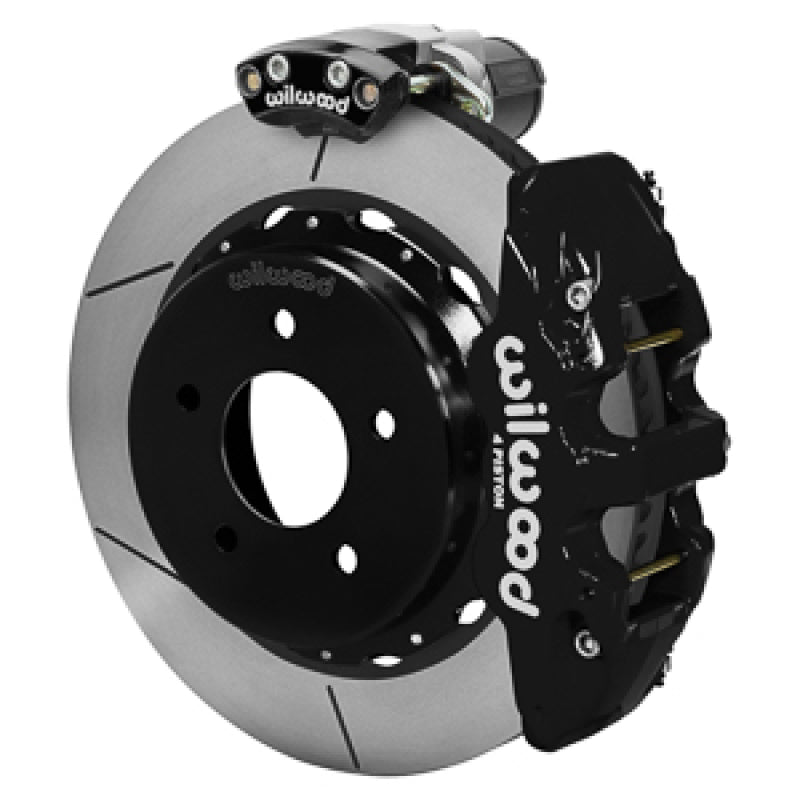 Wilwood 88-98 GM C1500 Aero4 Rear Electronic Parking Brake Kit 14in Rotor 3.25in Offset - Blk