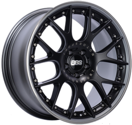 BBS CH-RII 22x10.5 5x112 ET15 Satin Black Center Platinum Lip SS Rim Prot Wheel - 82mm PFS Req