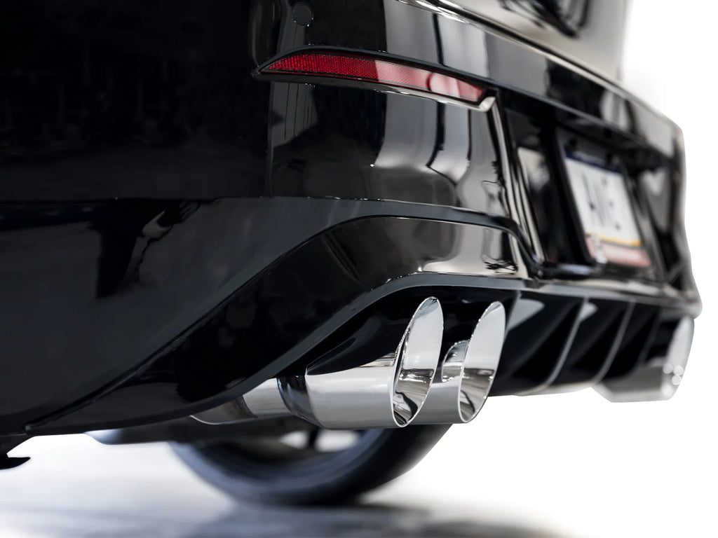 AWE MK8 Volkswagen Golf R 3in Track Edition Quad Exhaust - Chrome Silver Tips