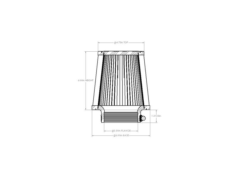 aFe POWER Universal Clamp-On Air Filter w/ D2 Dura-Dry Media - 3-1/2in F x 6in B x 4-3/4in T x 6in H