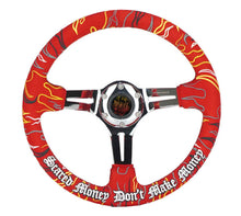 Load image into Gallery viewer, NRG Reinforced Steering Wheel R Litteral Sig 3in Deep/5mm Chrome Spoke - Red Alcantara w/ Red Stitch