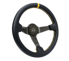 Load image into Gallery viewer, NRG Carbon Fiber Steering Wheel (350mm) Leather Trim w/Gold Stitching/Center Mark