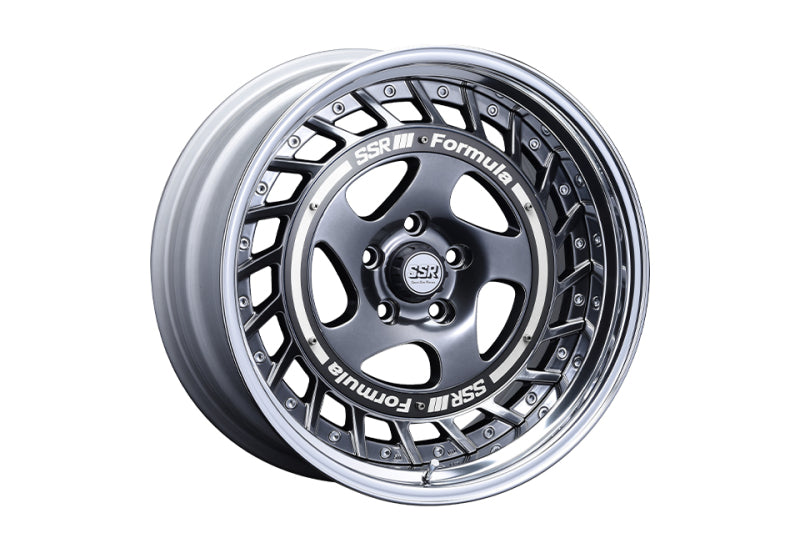 SSR Formula Aero Spoke 18x12.5 5x114.3 -39 Titan Silver w/ Brushed Red Aero Plate
