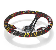 Load image into Gallery viewer, NRG Reinforced Steering Wheel R Litteral Sig 3in Deep/5mm Chrome Spoke - Blk Alcantara w/ Red Stitch