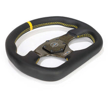 Load image into Gallery viewer, NRG Carbon Fiber Steering Wheel (320mm) Blue CF Center w/Blue Stitch Blue Center Mark Flat Bottom