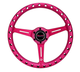 NRG Aluminum Steering Wheel 330mm - Extra Light - Ergonomic Grip - Anadized Pink