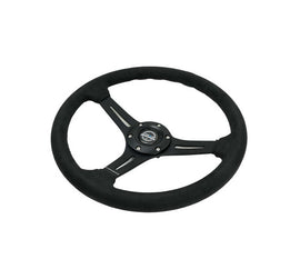 NRG Reinforced Suede Racing Steering Wheel 350mm / 2.5in Deep / 4mm Matte Black Spoke