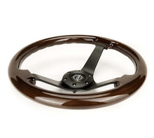 Load image into Gallery viewer, NRG Reinforced Steering Wheel (350mm) Dark Wood Grain - 3in Deep - Black 3-Spoke Center