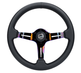 NRG Light Weight Gaming Steering Wheel - Splitz NeoChrome Silver Spokes Perforated Leather