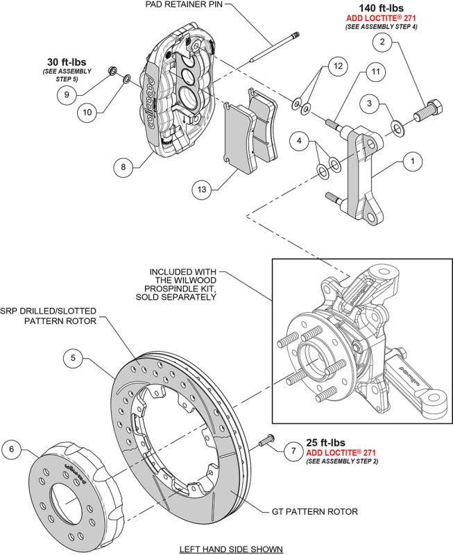 Wilwood kit front XRS6R wwe C10 alum pro spindle 12.19 rotor