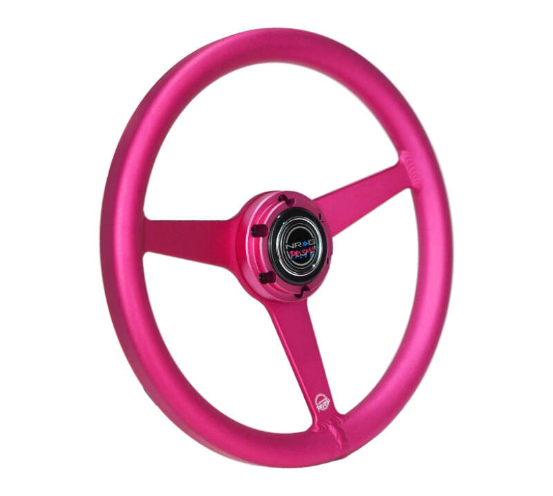 NRG Aluminum Steering Wheel 330mm - Heritage Solid Spoke - Ergonomic Grip - Anadized Pink