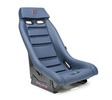 Load image into Gallery viewer, NRG GT Retro Bucket Seat - Navy PVC Leather Navy Stitching Silver Fiberglass Back w/ Glitter