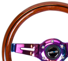 Load image into Gallery viewer, NRG Classic Wood Grain Steering Wheel (310mm) Dark Wood &amp; Black Line Inlay w/Neochrome 3-Spoke Ctr.