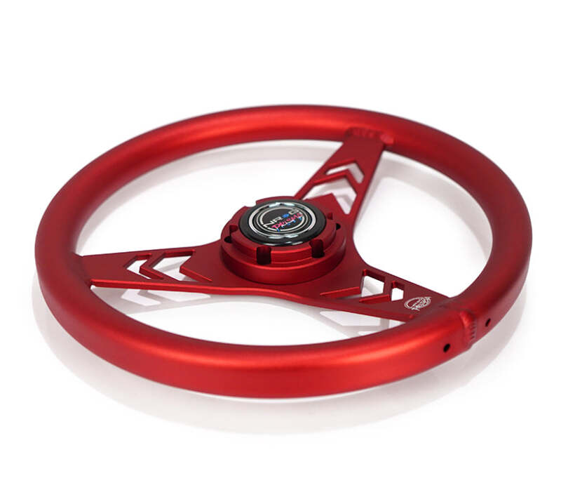 NRG Aluminum Steering Wheel 330mm - Arow Cutout - Ergonomic Grip - Anadized Red