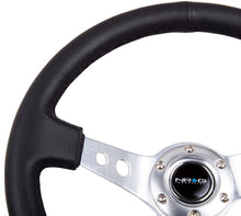 Load image into Gallery viewer, NRG Reinforced Steering Wheel (350mm/3in. Deep) White Leather w/Blk Spoke/Round Holes/White Stripes