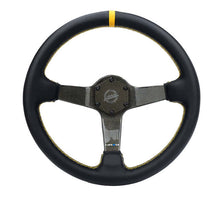 Load image into Gallery viewer, NRG Carbon Fiber Steering Wheel (350mm) Leather Trim w/Gold Stitching/Center Mark