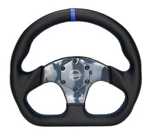 Load image into Gallery viewer, NRG Carbon Fiber Steering Wheel (320mm) Blue CF Center w/Blue Stitch Blue Center Mark Flat Bottom