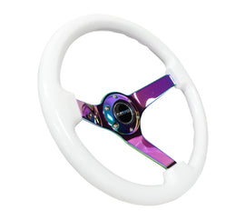 NRG Reinforced Steering Wheel (350mm) Dark Wood Grain - 3in Deep - Black 3-Spoke Center