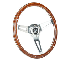 Load image into Gallery viewer, NRG Reinforced Steering Wheel (360mm) Dark Wood Grain w/Chrome 3-Spoke Center