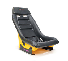 Load image into Gallery viewer, NRG GT Retro Bucket Seat - Black PVC Leather Yellow Stitching Yellow Glitter Fiberglass Back