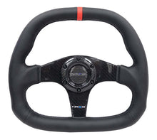 Load image into Gallery viewer, NRG Carbon Fiber Steering Wheel (320mm) Black CF Center w/Black Stitch Red Center Mark Flat Bottom