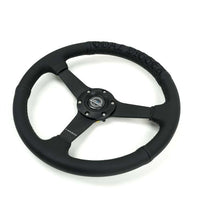 Load image into Gallery viewer, NRG Reinforced Black Perforated Leather Steering Wheel 350mm / 1.5in Deep w/ Goal Digger Blk Stitch