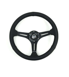 NRG Reinforced Perforated Leather Racing Steering Wheel 350mm / 2.5in Deep / 4mm Matte Black Spoke