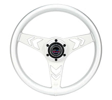 Load image into Gallery viewer, NRG Aluminum Steering Wheel 330mm - Arow Cutout - Ergonomic Grip - Anadized Silver